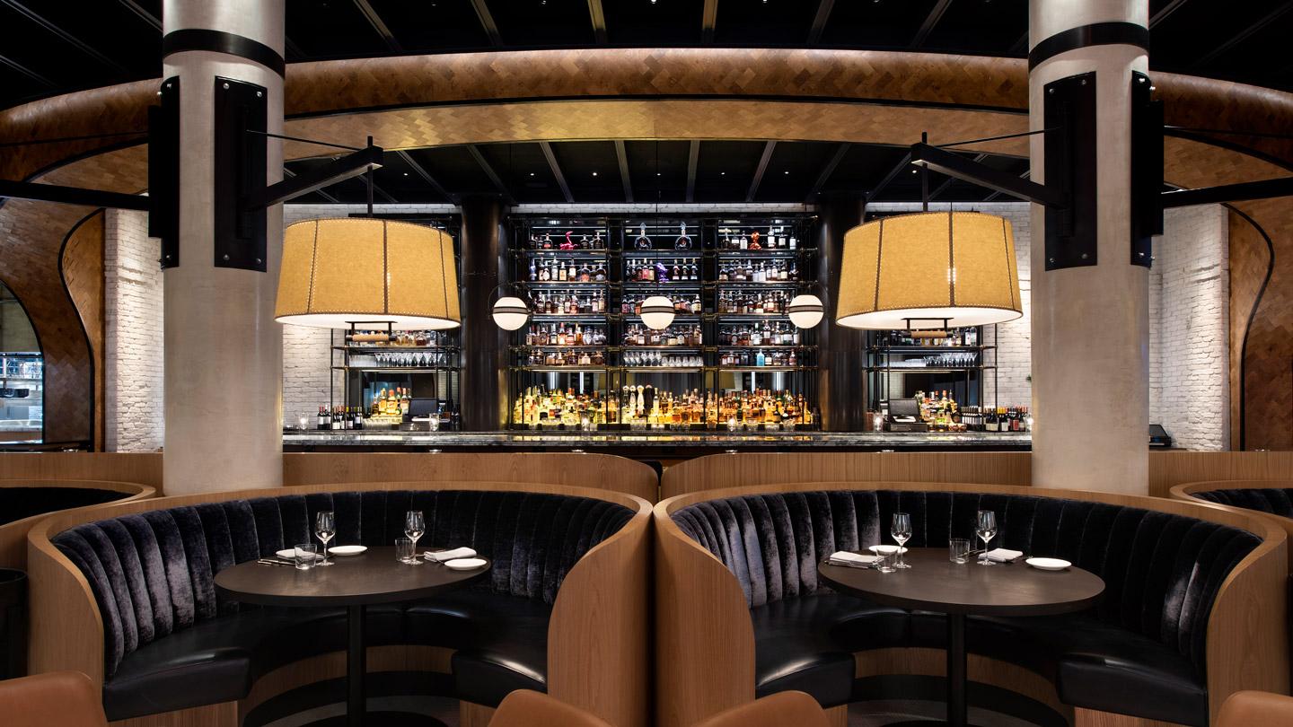 Oceans New York seafood restaurant and bar designed by Rockwell Group architects.