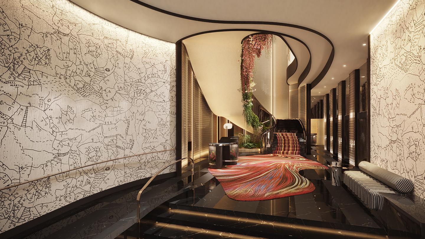 w union square rendering, entry, interior design, nyc